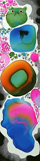 Free abstract bookmark featuring a little green cute face